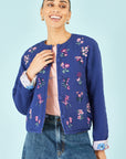 Yumi Blue Floral Embroidery Cotton Jacket