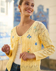 Yumi Butter Yellow Embroidered Pointelle Cardigan