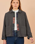 Yumi Grey Patchwork Boxy Jacket