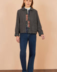 Yumi Grey Patchwork Boxy Jacket