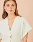 Yumi Ivory Knitted Viscose Kimono Cardigan With Buttons