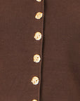 Yumi Brown Knitted Fitted Peplum Cardigan