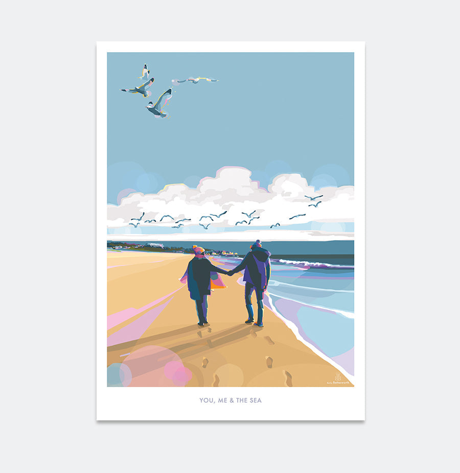 You Me and the Sea Vintage Poster Print