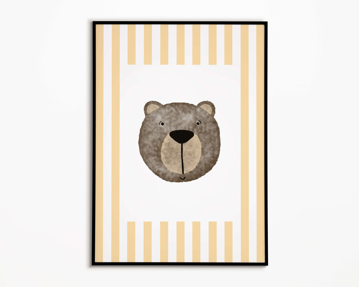 Bear Print - Yellow Stripes