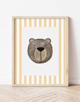 Bear Print - Yellow Stripes