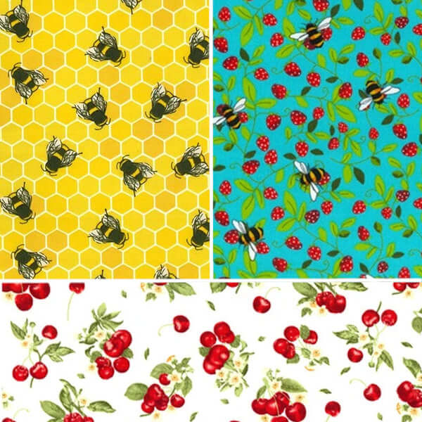 *Set of 3 Handmade Beeswax Wraps | Bees &amp; Cherries