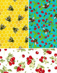 *Set of 3 Handmade Beeswax Wraps | Bees & Cherries