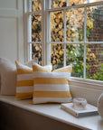 Riviera Striped Linen Cushion - Yellow