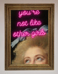 Youre Not Like Other Girls Framed Wall Art, stylish modern home decor, premium empowering statement art, trending best-selling framed print by Zestio at brixbailey.com