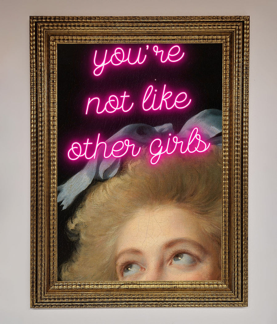 Youre Not Like Other Girls Framed Wall Art, stylish modern home decor, premium empowering statement art, trending best-selling framed print by Zestio at brixbailey.com