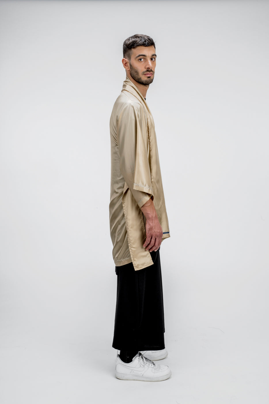 Oversized Kimono Gown with Belt in Fluid Cupro