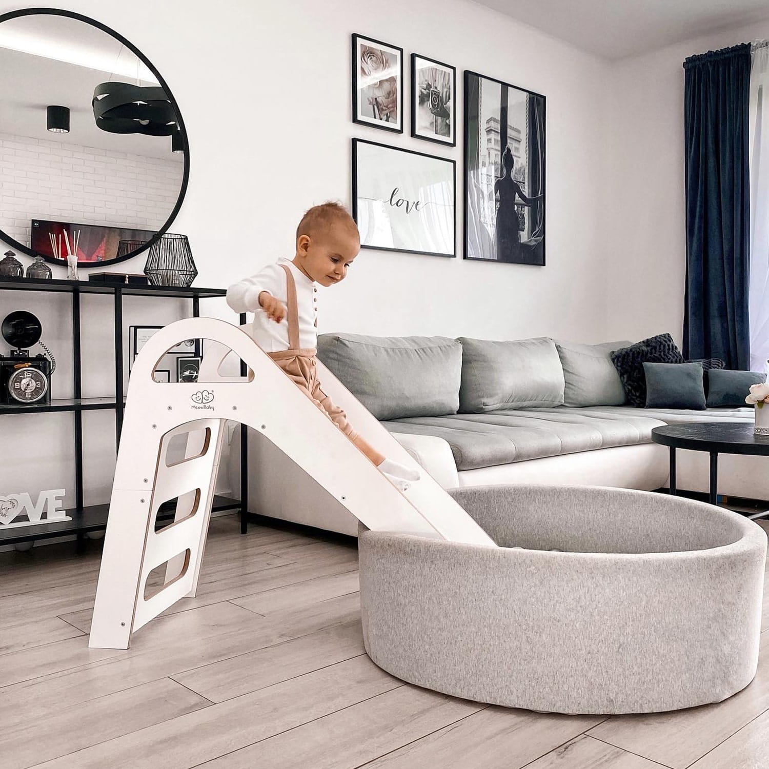 Wooden Indoor Scandi Slide for Children 87cm