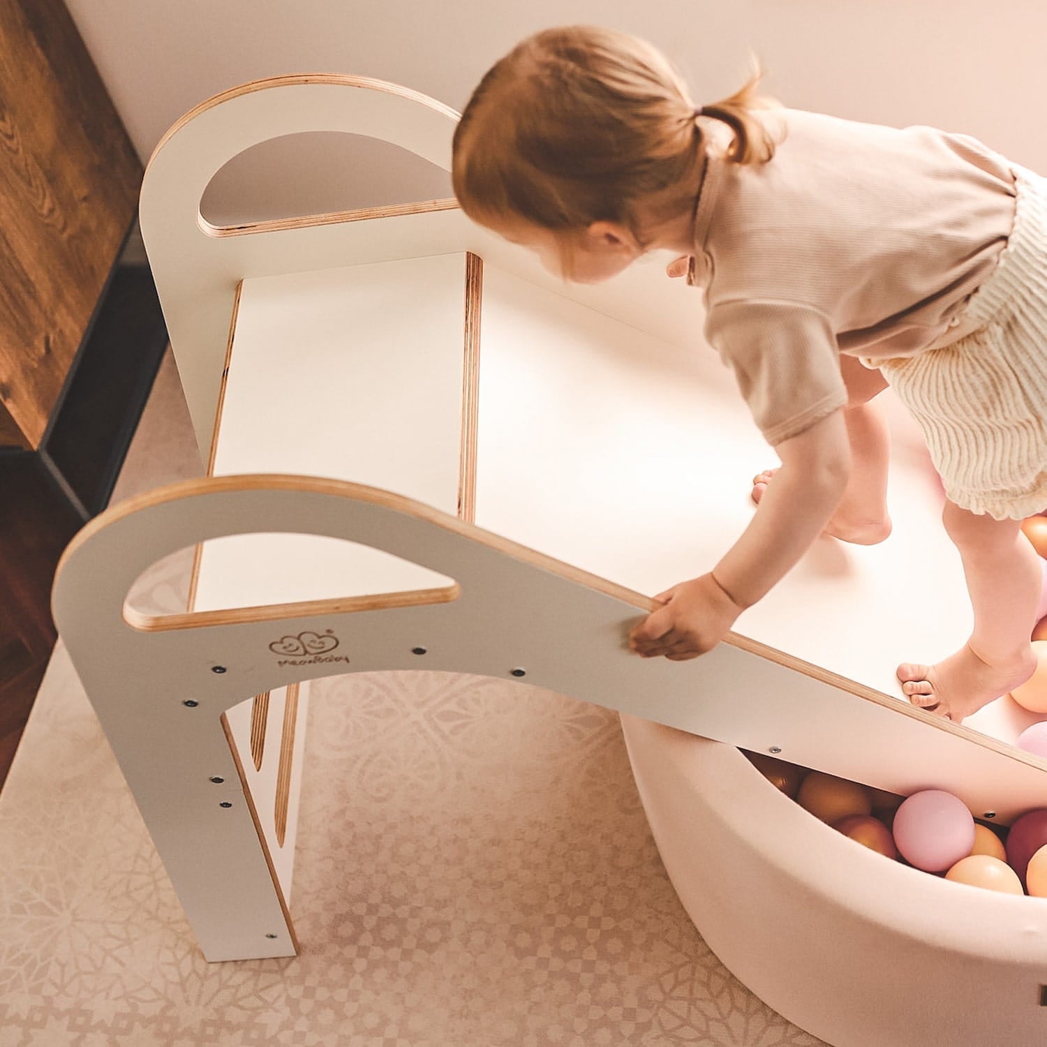 Wooden Indoor Scandi Slide for Children 87cm