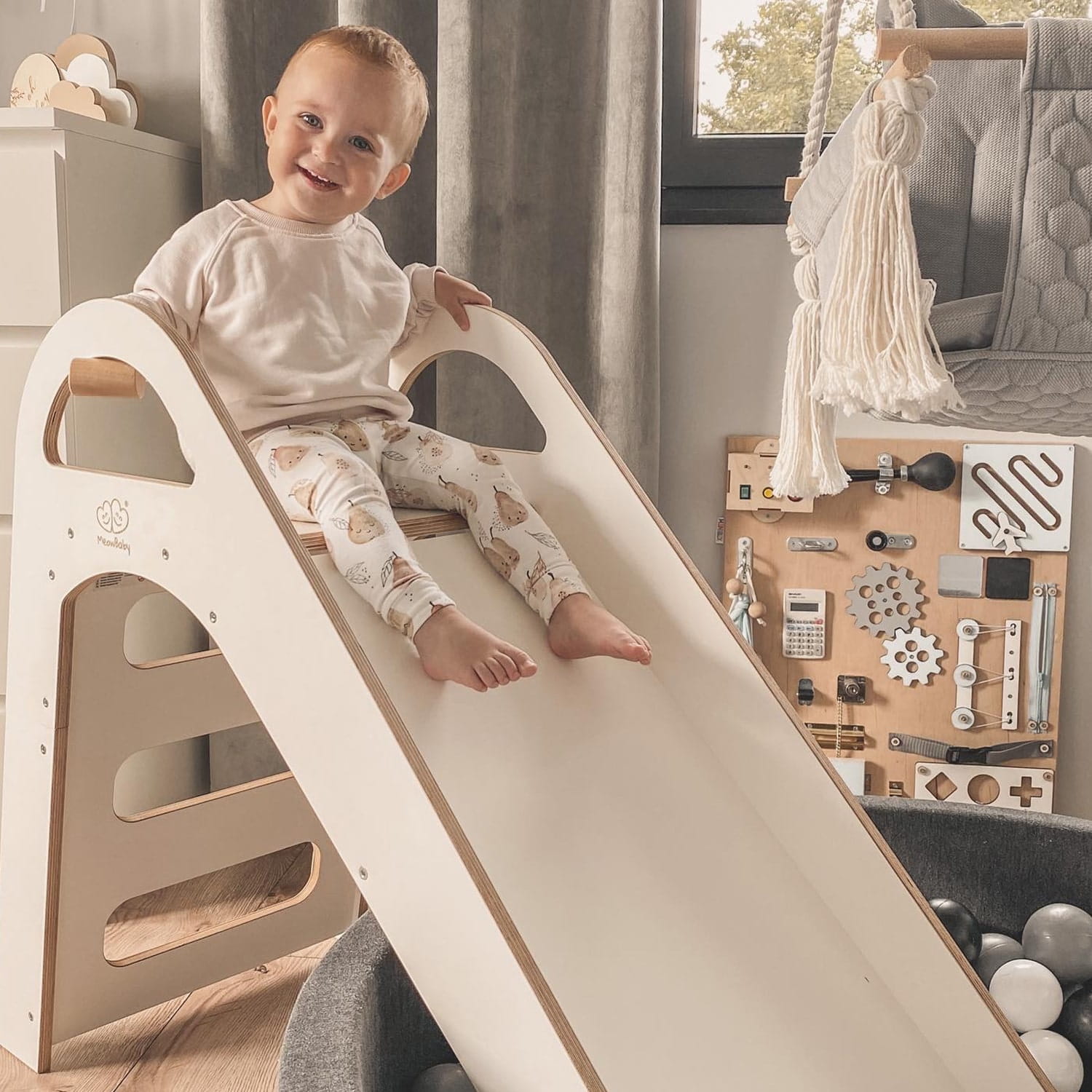 Wooden Indoor Scandi Slide for Children 87cm