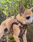 Tiny Trails Step In Luxury Leopard Fur Lined Puppy and Small Dog Harness