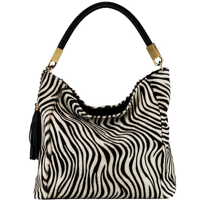 Zebra Print Calf Hair Leather Bag – Elegant & Versatile by Sostter at brixbailey.com