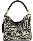 Zebra Print Calf Hair Leather Bag – Elegant & Versatile by Sostter at brixbailey.com