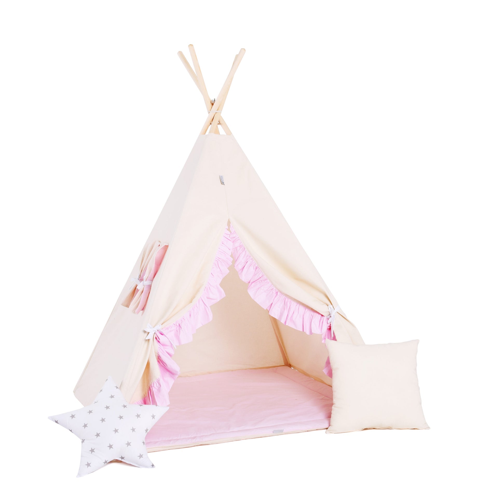 Soft Pink Tipi Tent Set – Fairytale Play &amp; Cozy Nook by Sówka at brixbailey.com
