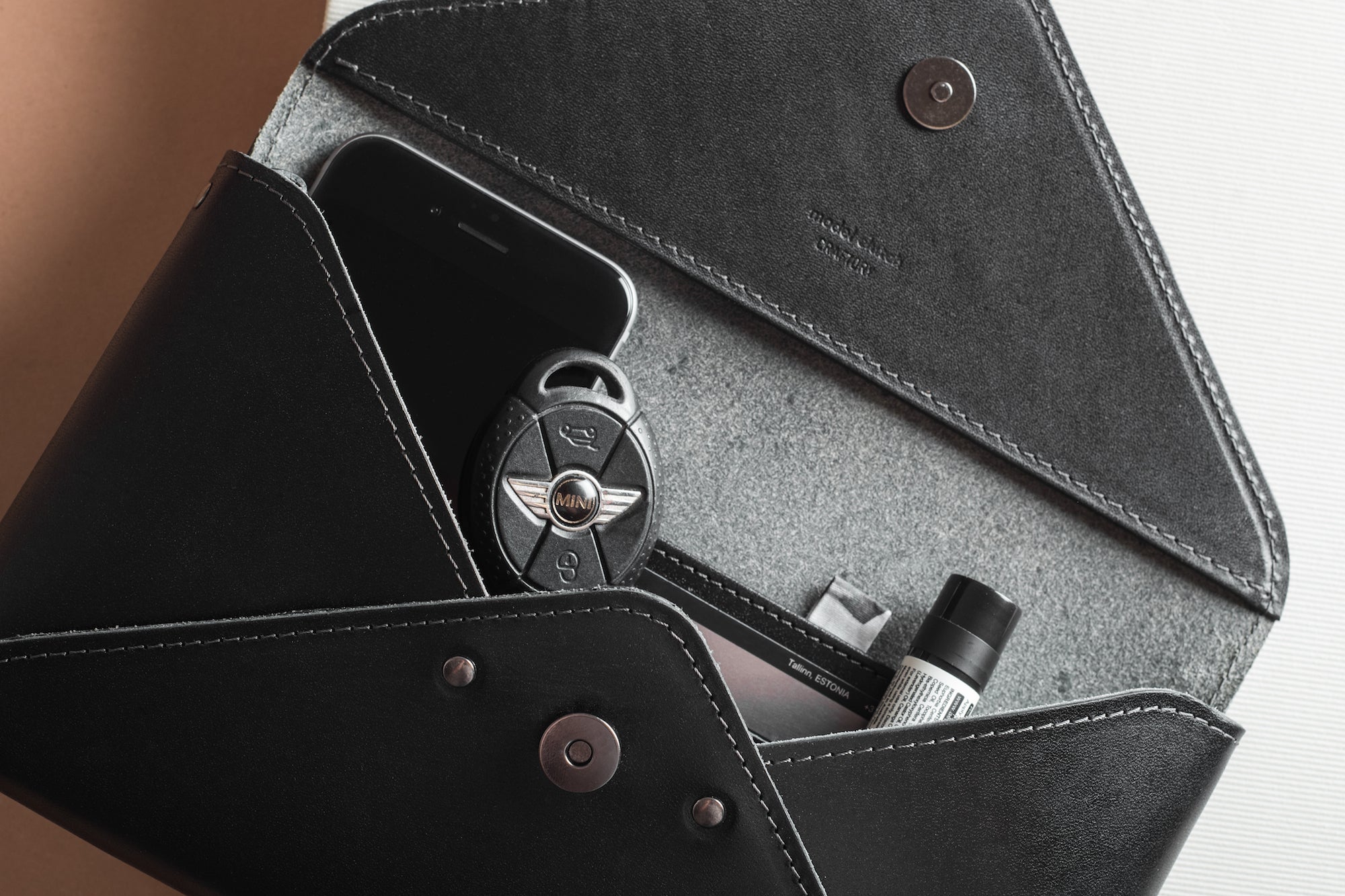 Model Leather Clutch Bag