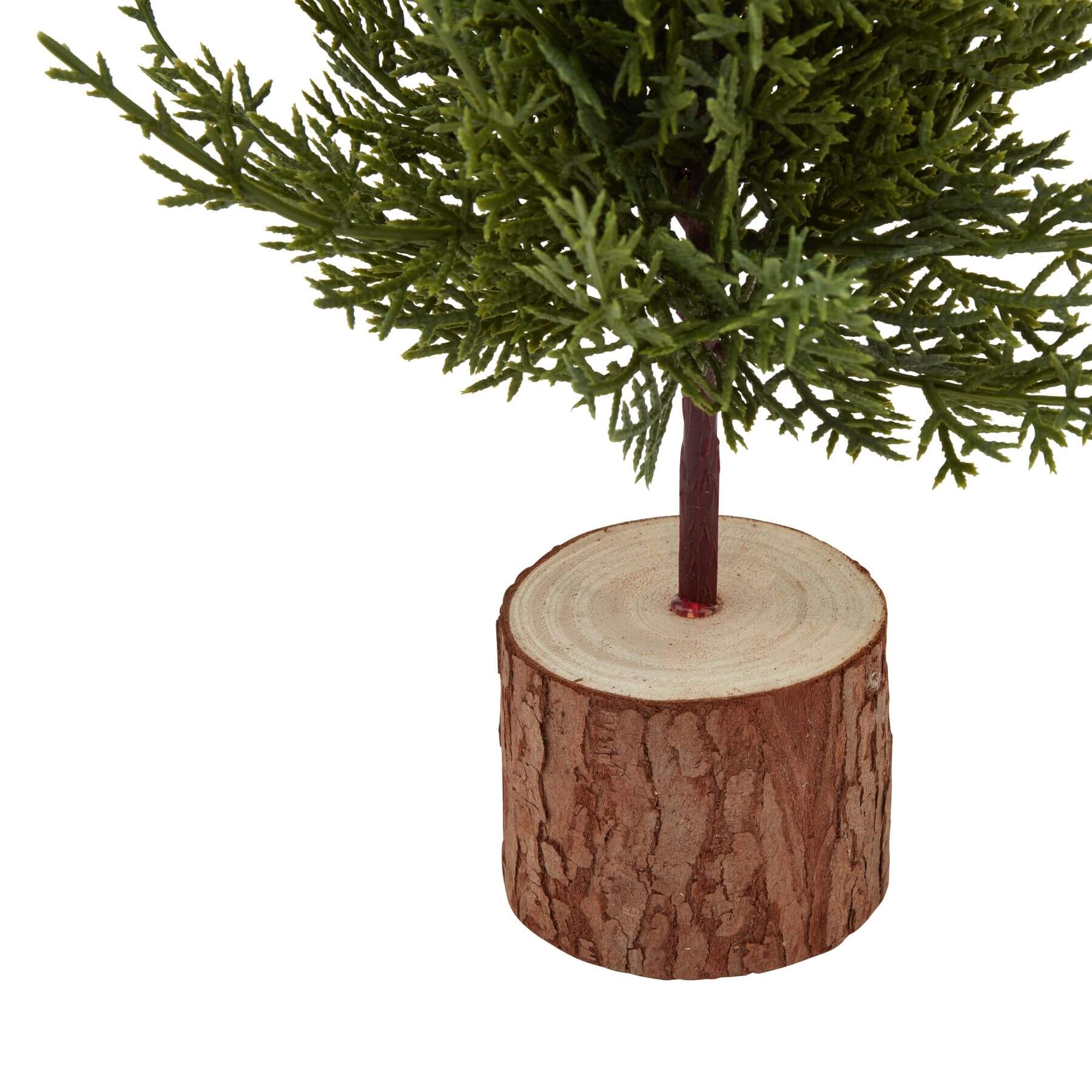 Mini Green Fir Tree with Rustic Wood Base