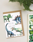 Dinosaur Roar Hand Painted Greetings Card