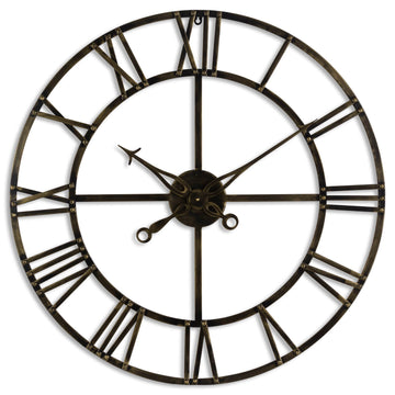 80cm antique brass skeleton clock with exposed gears, a striking mechanical wall decor piece by Sostter at brixbailey.com