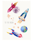 Personalised Watercolour Space Rockets Print