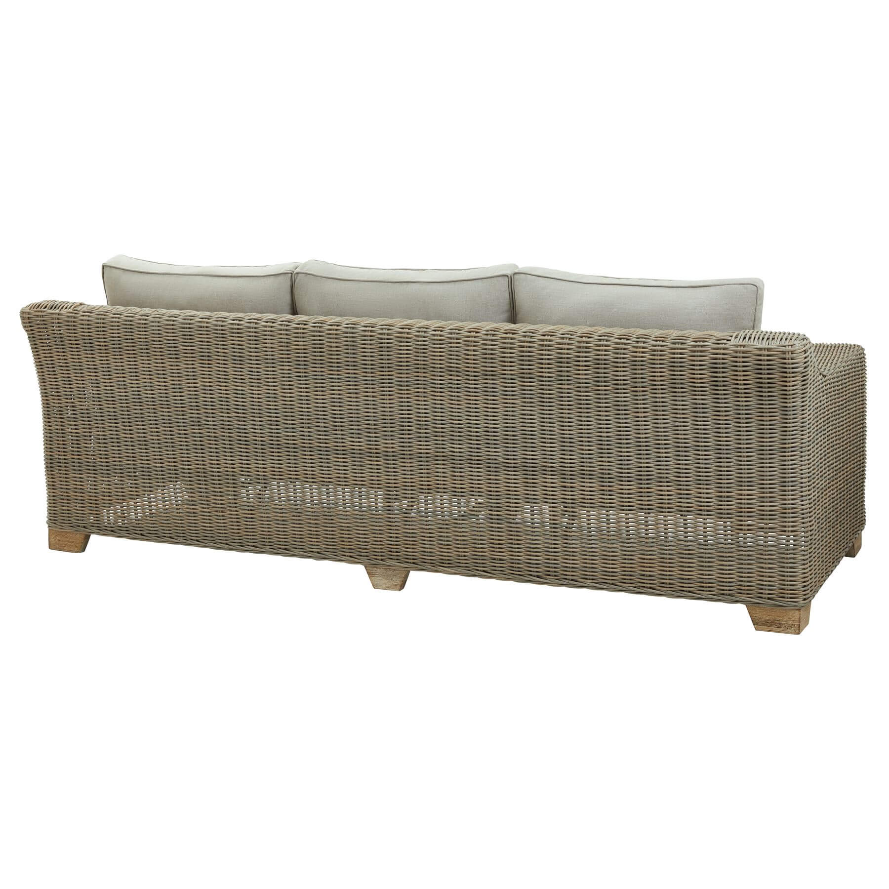 Three Seater Outdoor Sofa in Wicker and Acacia Wood