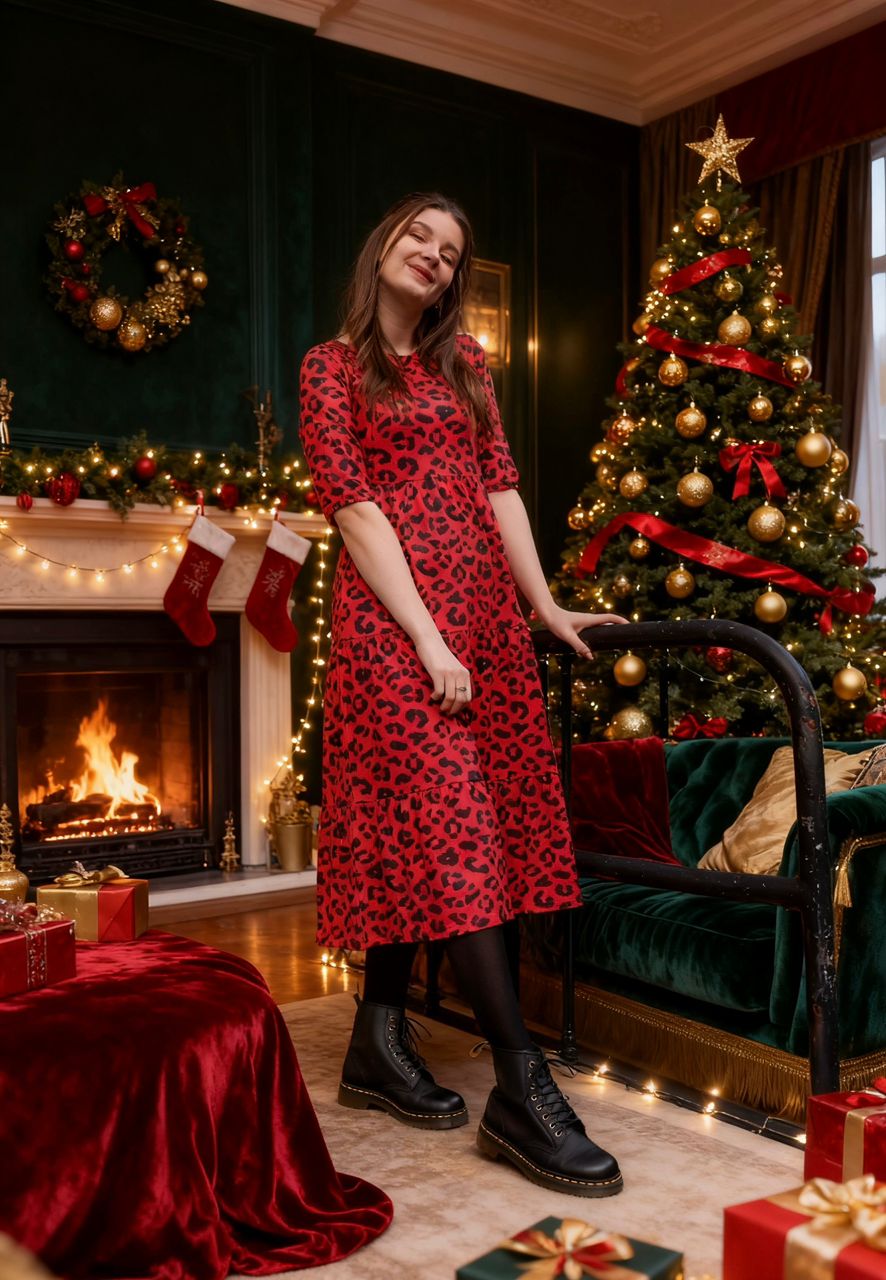 Red Leopard Midi Breastfeeding Dress | MilkyMoon