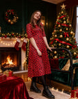 Red Leopard Midi Breastfeeding Dress | MilkyMoon