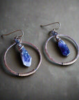 Raw Amethyst Hoops in Copper – Boho | Handmade by Blackbird & Sage