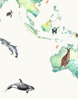 Wildlife World Map Mural Wallpaper For Children