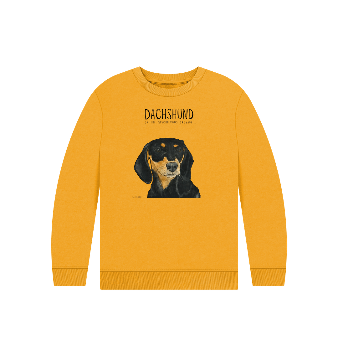 Snuggly Black &amp; Tan Sausage Dog Kids' Sweatshirt – Ethically Made Cuteness!