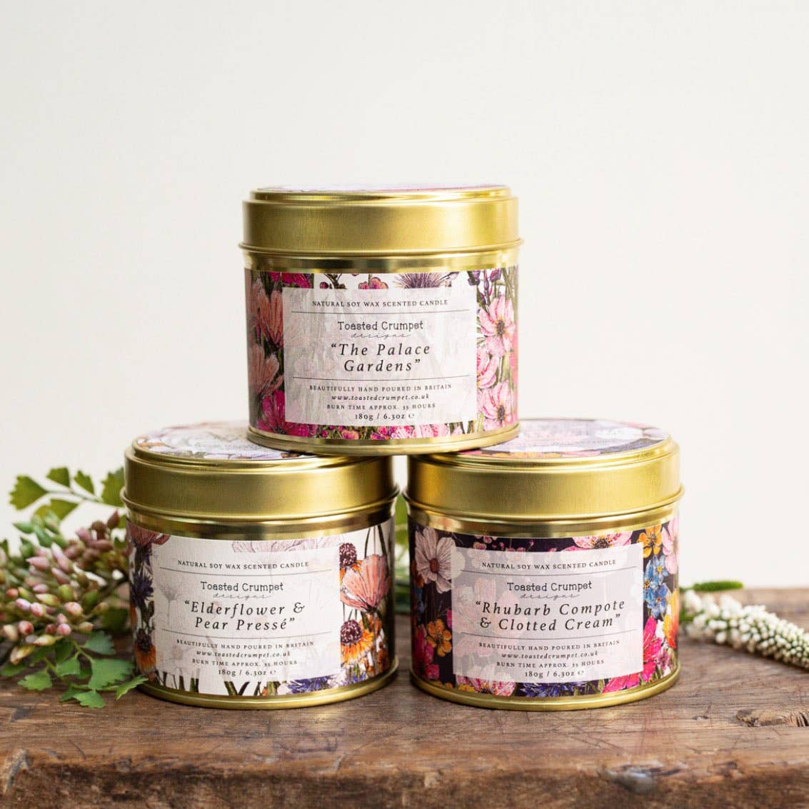 Elderflower &amp; Pear Presse Candle in a Matt Gold Tin