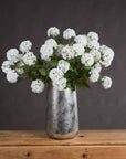 Lifelike white faux snowball blossom stem, 75cm tall, with realistic petals and flexible branches for home decor by sostter at brixbailey.com