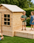 Wooden sandpit with lid - Outdoor stage & playhouse patio