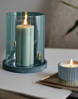 Medium Grey Stone Hurricane Lantern for Candlelight Ambience
