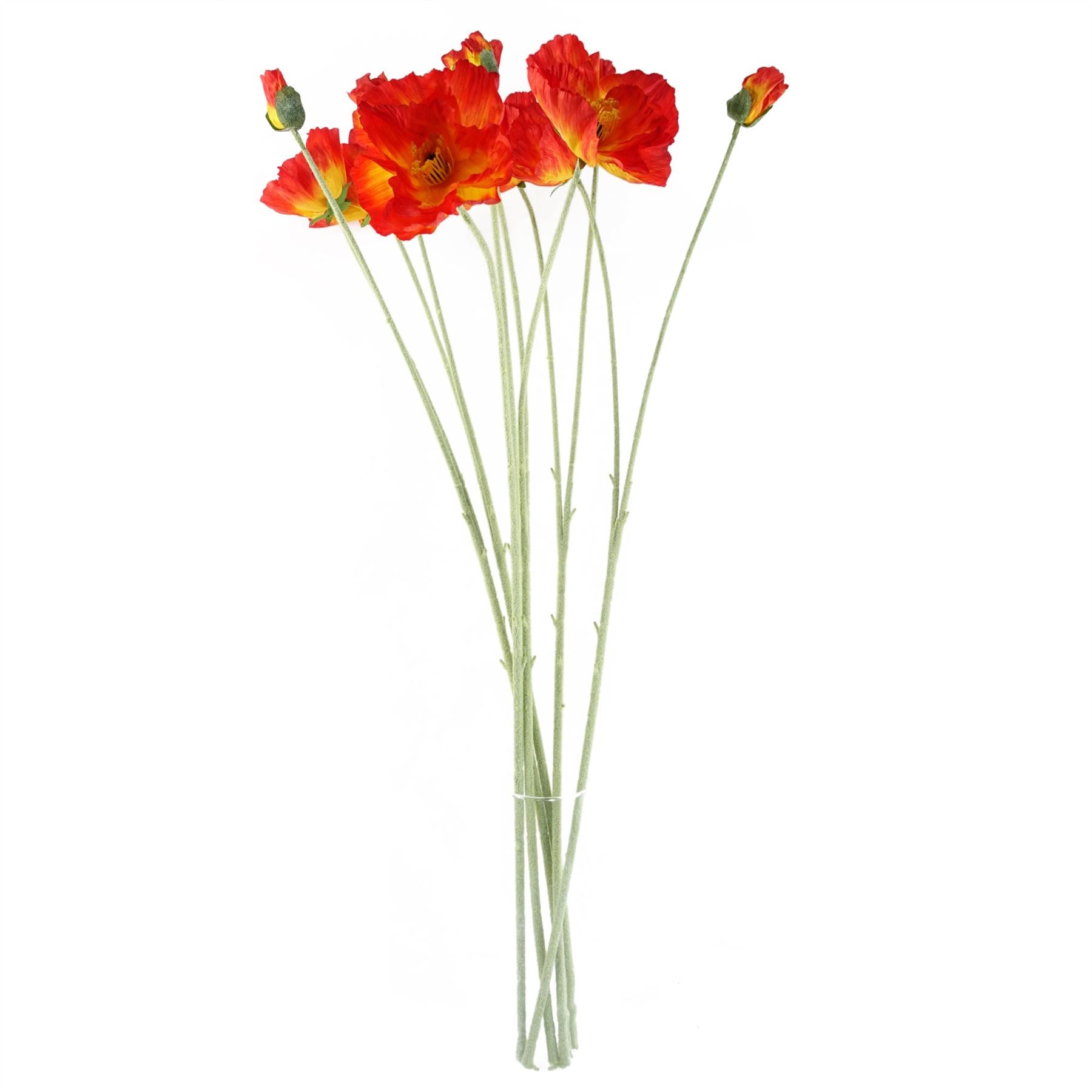 Pack of 6 x Artificial Flowers Poppy Stem - 2 Flowers 100cm-1