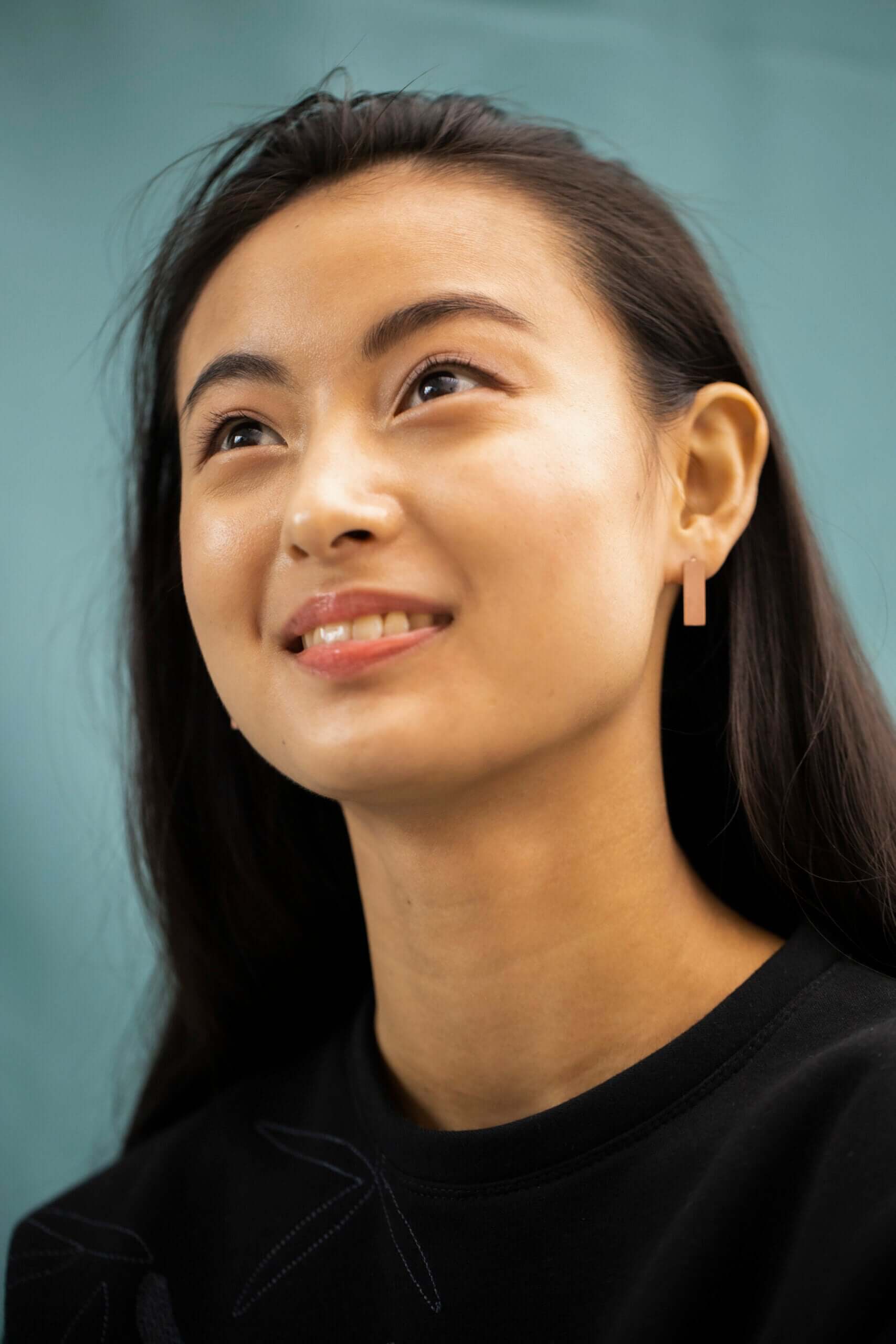 Corner Rose Gold Earrings with Brushed Finish