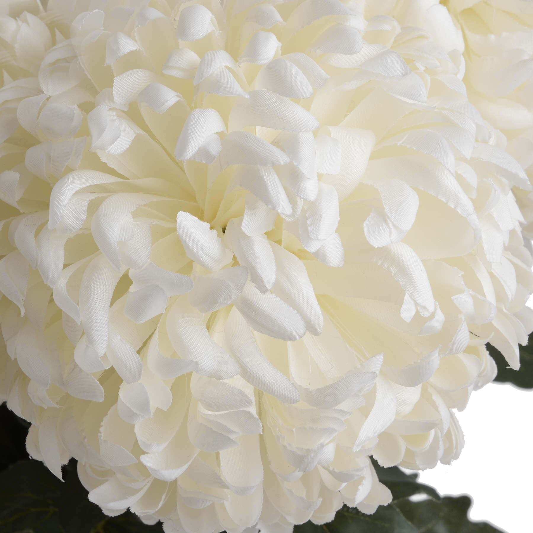 White artificial chrysanthemum stem with hyper-realistic petals, 87cm tall, perfect for home decor arrangements. by Sostter at brixbailey.com