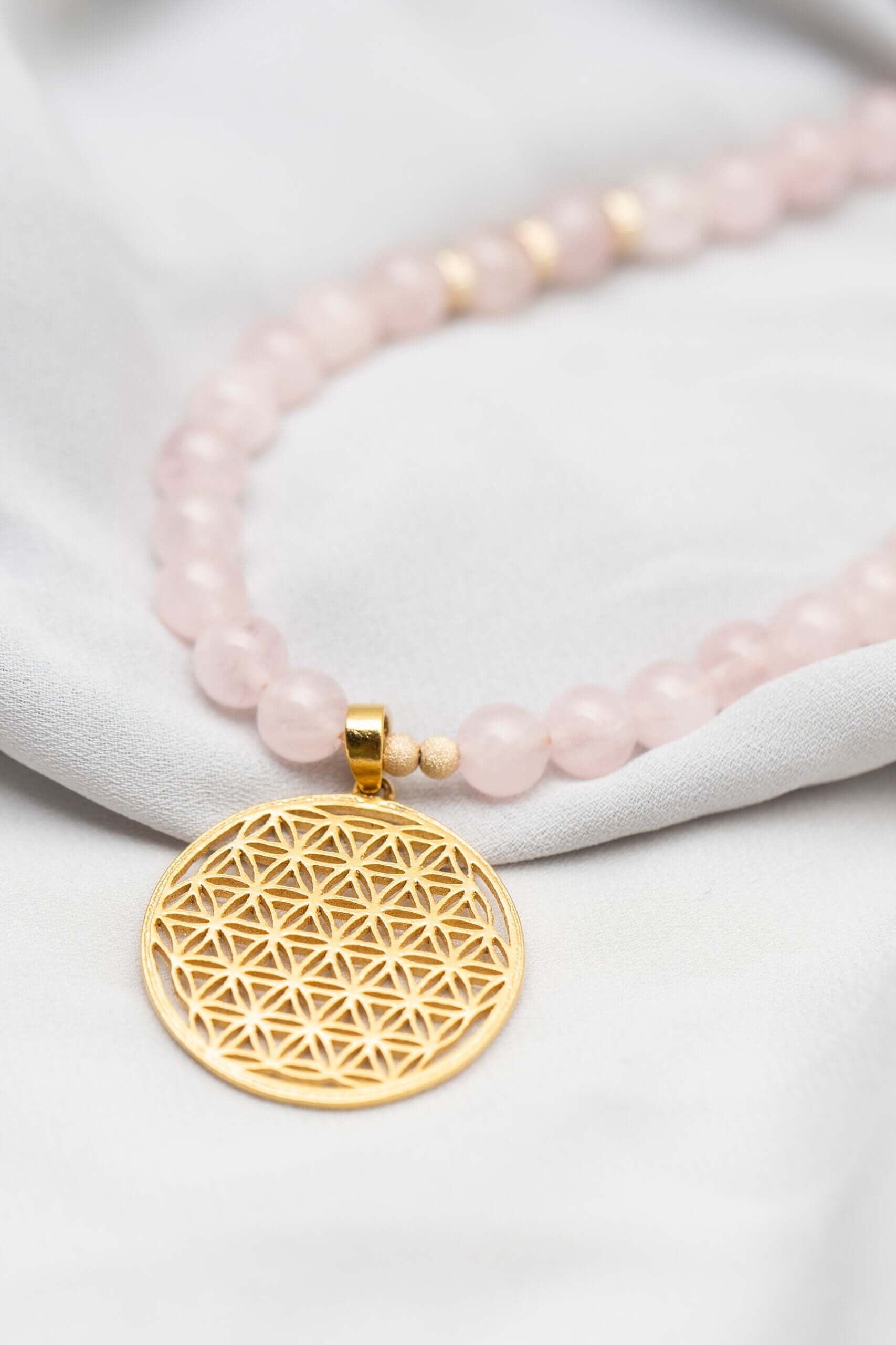 Flower of Life Bracelet with Rose Quartz