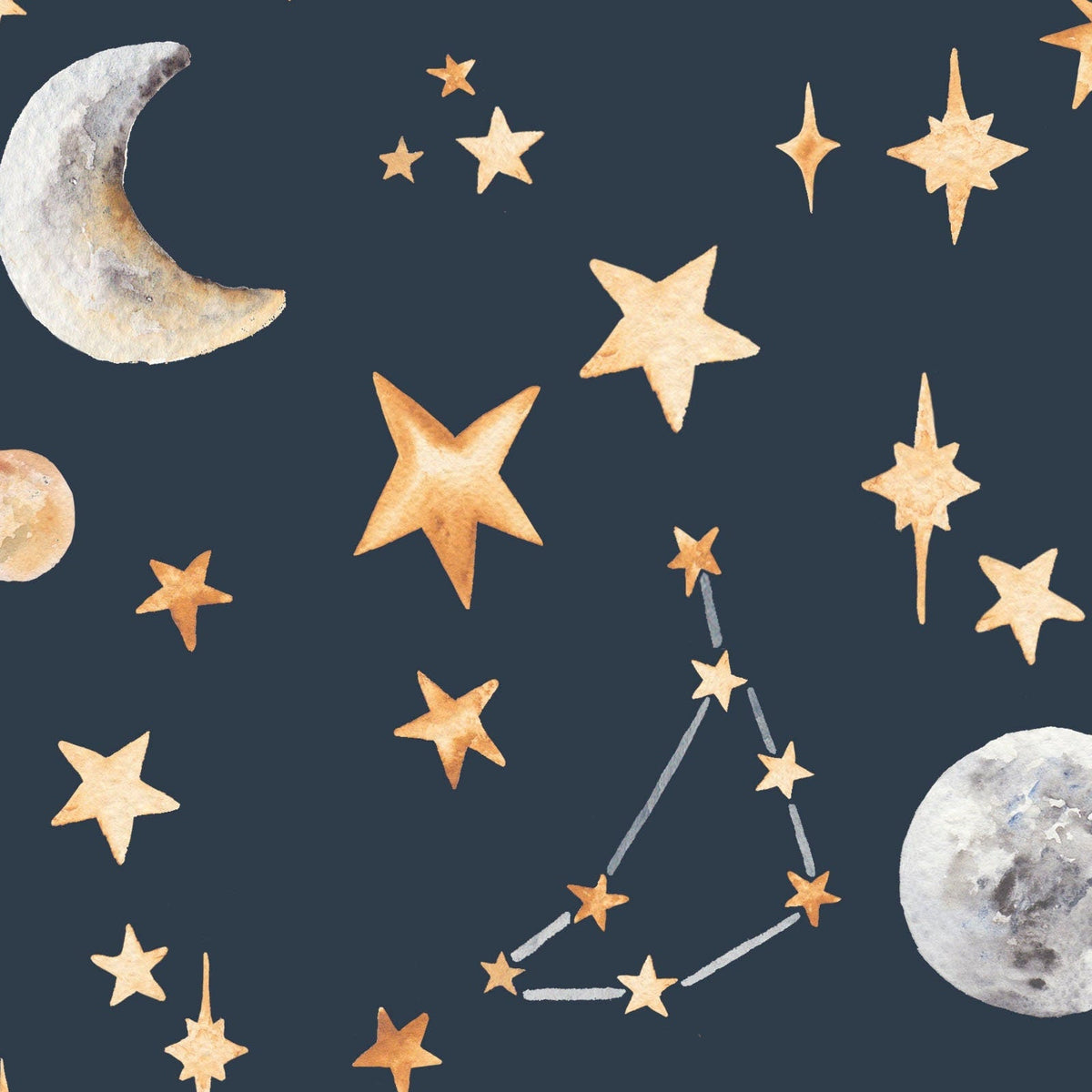 Watercolour Stars &amp; Constellation Wallpaper | Celestial Night Sky