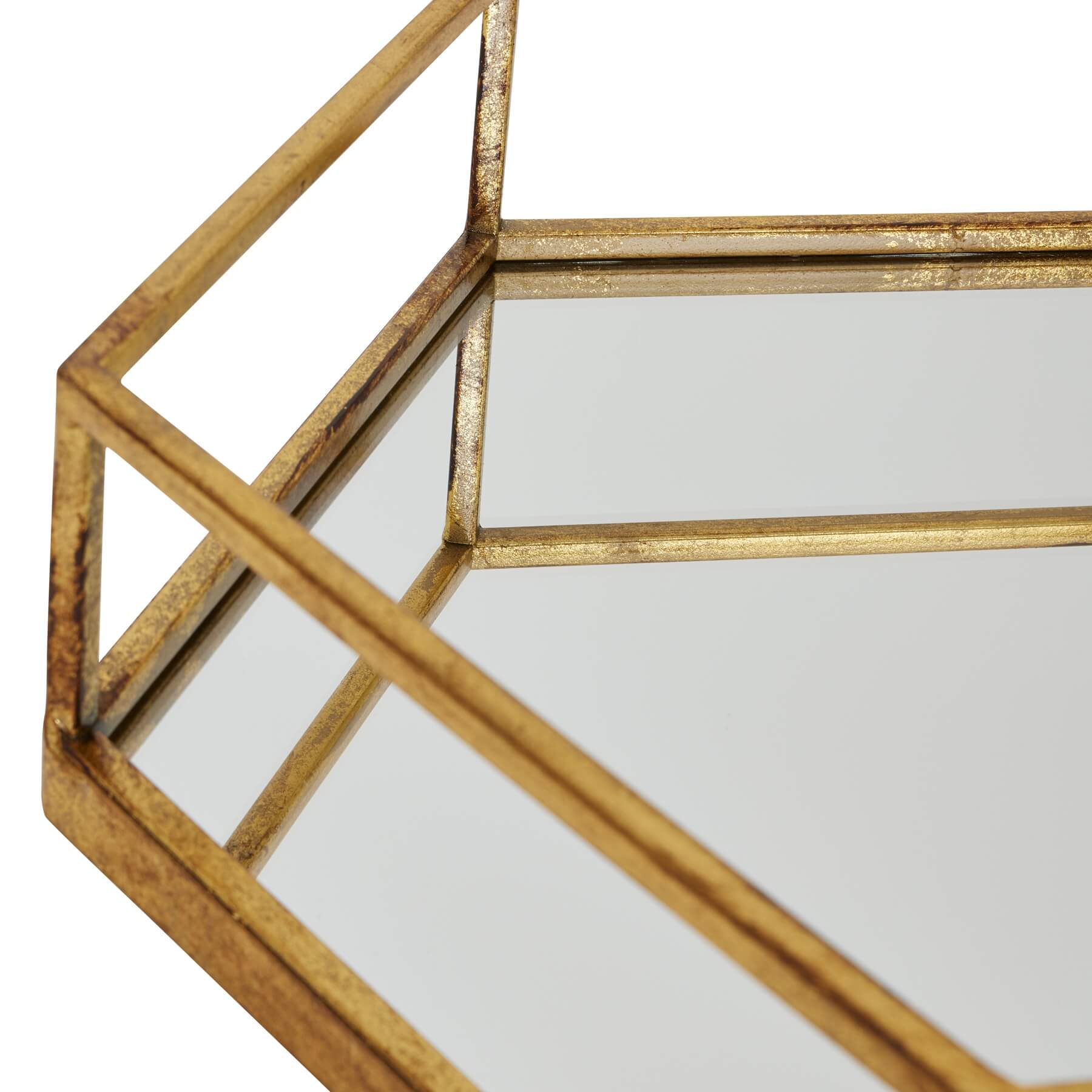 Gold Hexagon Tray Set Two Pieces