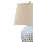 Handwoven Ceramic Table Lamp with Soft Linen Shade