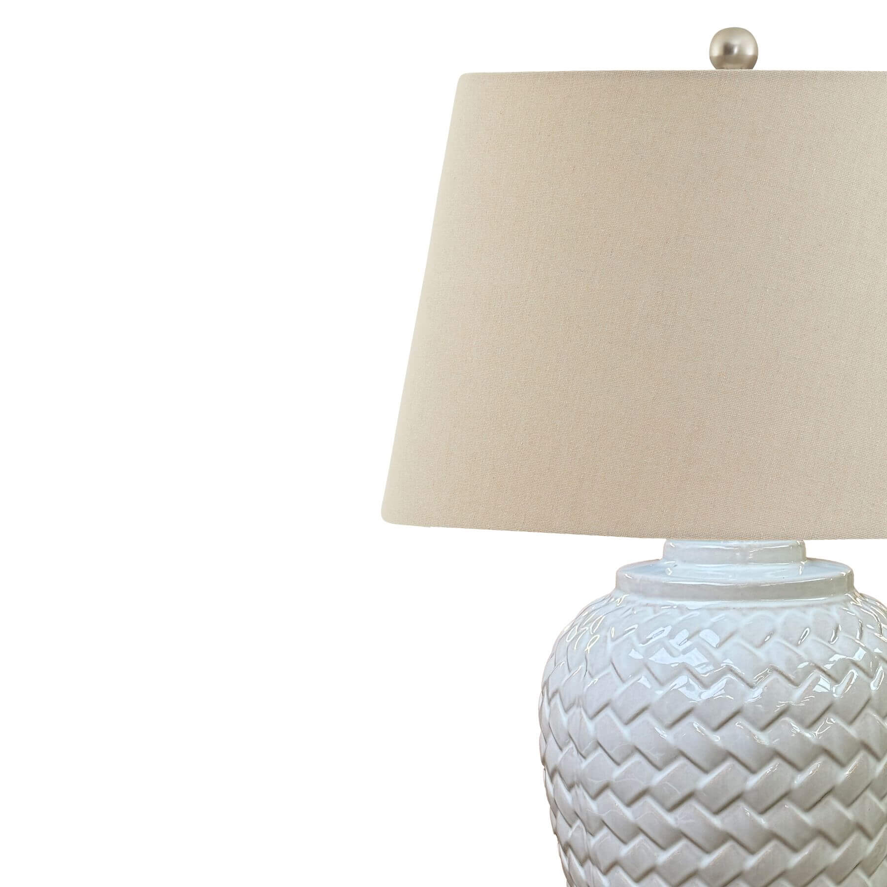 Handwoven Effect Ceramic Table Lamp with Soft Linen Shade