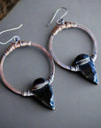 Obsidian Arrowhead Hoop Earrings – Boho | Handmade by Blackbird & Sage