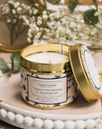 Oaked Chardonnay & Sandalwood Candle in a Matt Gold Tin