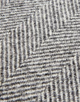 Grey Herringbone Wool Cushion with Piped Edges