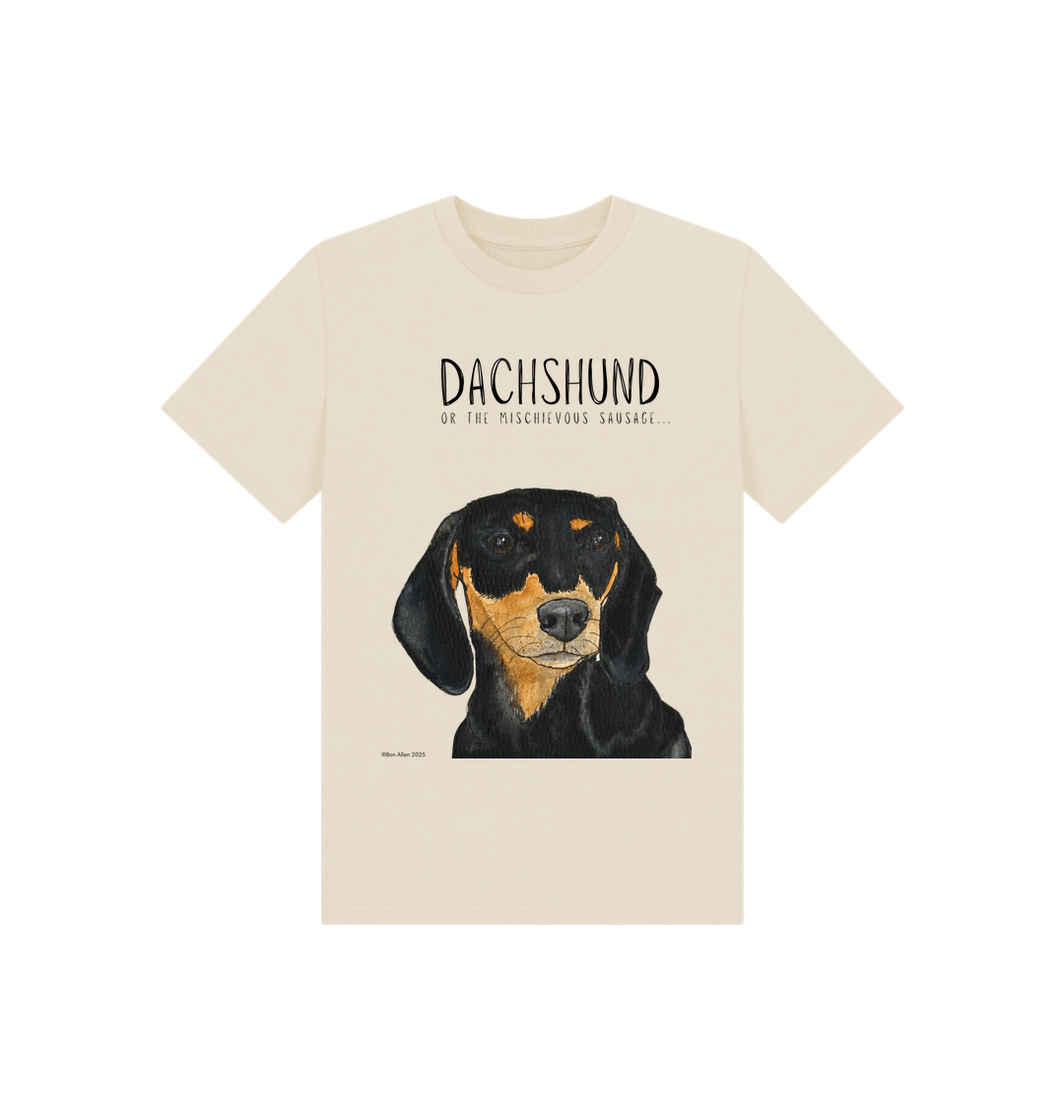 Mischievous Black &amp; Tan Hot Dog Kids' T-Shirt – Small Pup, Big Attitude!