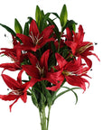 Pack of 6 x Artificial Flowers Large Red Lily Stem - 3 Flowers 100cm-0